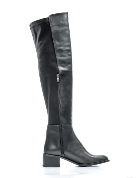Mayes Real Leather Women's Knee High Boots Black