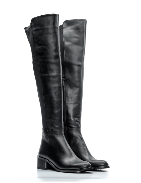 Mayes Real Leather Women's Knee High Boots Black