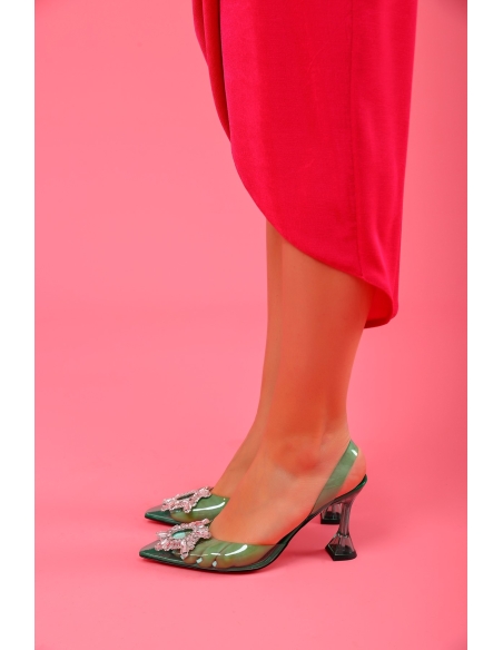 Madelina Women's Heeled Shoes Transparent Green