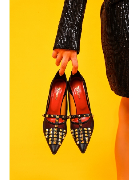 Vita Genuine Leather Women's Heeled Shoes Black