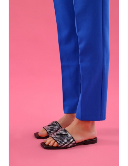 Rovena Genuine Leather Women's Stone Slippers Black