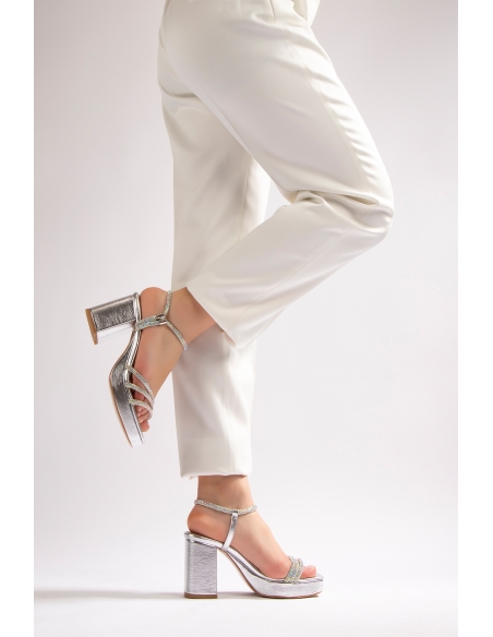 Jenny Women's Platform Heeled Shoes Silver Stone