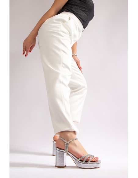 Jenny Women's Platform Heeled Shoes Silver Stone