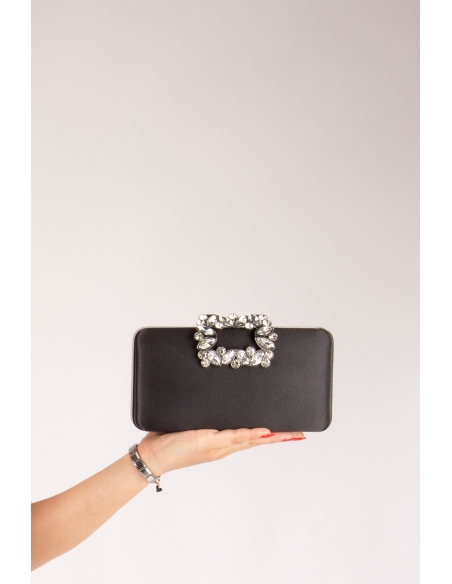 Reba Women's Evening Clutch Bag Black Satin