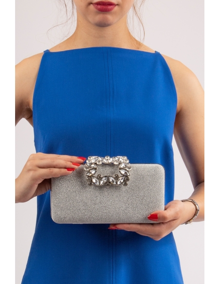 Reba Women's Evening Clutch Bag Silver Palsim