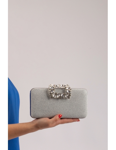 Reba Women's Evening Clutch Bag Silver Palsim