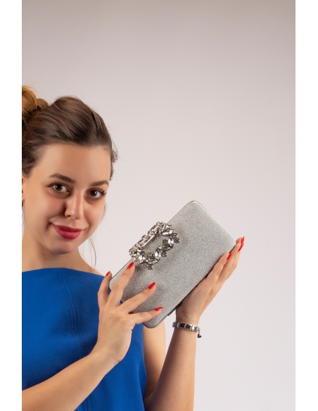 Reba Women's Evening Clutch Bag Silver Palsim