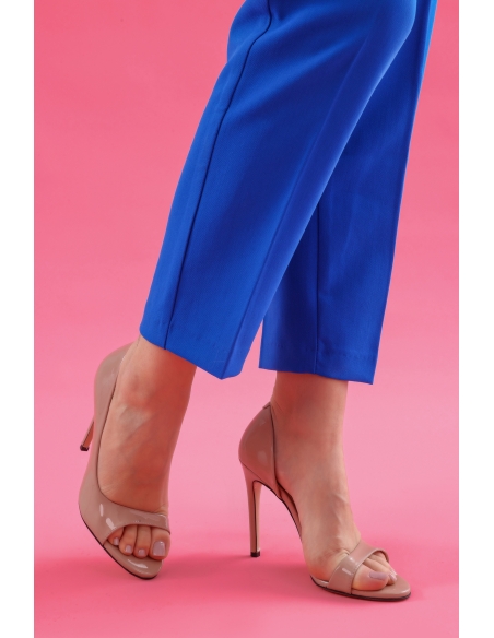 Loretta Genuine Leather Women's Heeled Shoes Powder