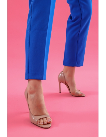 Loretta Genuine Leather Women's Heeled Shoes Powder