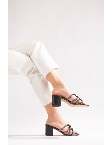 copy of Luella Genuine Leather Women's Heeled Slippers Gold