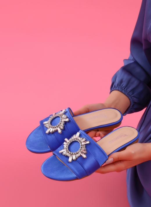 Mirela Women's Slippers Blue Satin