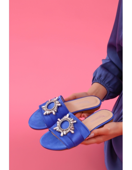 Mirela Women's Slippers Blue Satin