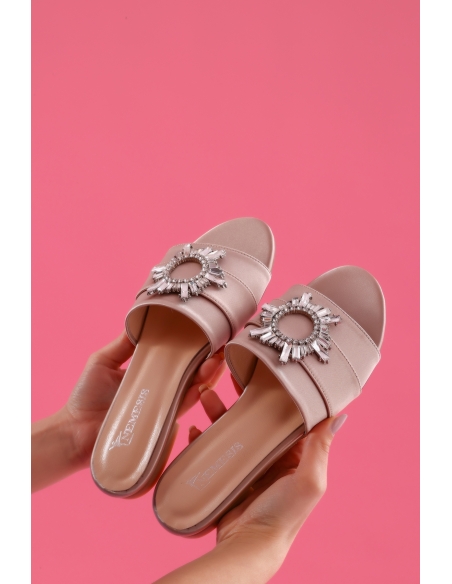 Mirela Women's Slippers Beige Satin