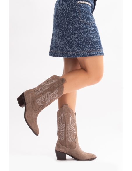 Mariel Genuine Leather Women's Western Boots Vizon