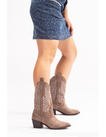 Mariel Genuine Leather Women's Western Boots Vizon