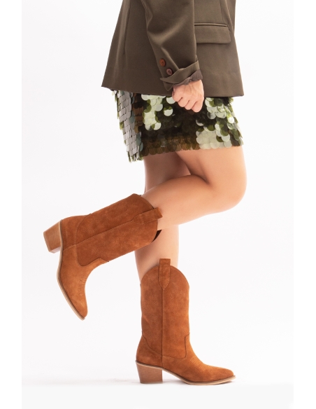 Mariana Genuine Leather Women's Western Boots Camel