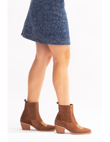 Milan Genuine Leather Women's Western Boots Mustard Suede