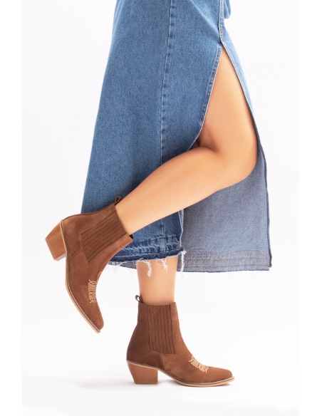 Milan Genuine Leather Women's Western Boots Mustard Suede