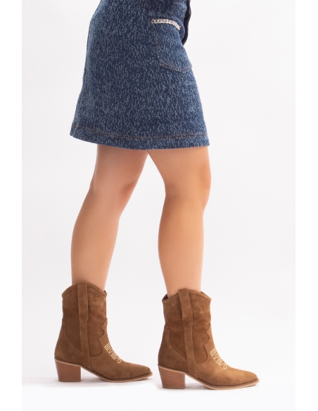 Merita Genuine Leather Women's Western Boots Mustard Suede