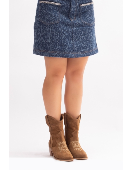 Merita Genuine Leather Women's Western Boots Mustard Suede