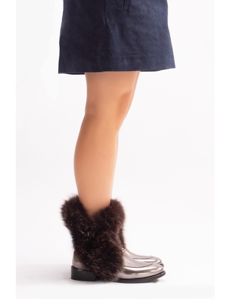 Reina Genuine Leather Women's Boots Nikel Leather Fur-lined