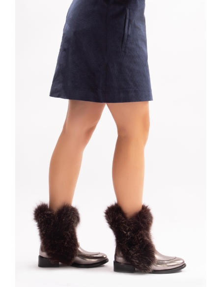 Reina Genuine Leather Women's Boots Nikel Leather Fur-lined