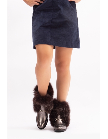 Reina Genuine Leather Women's Boots Nikel Leather Fur-lined