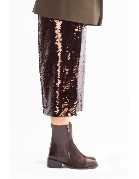Sahay Genuine Leather Women's Boot Brown Leather Suede