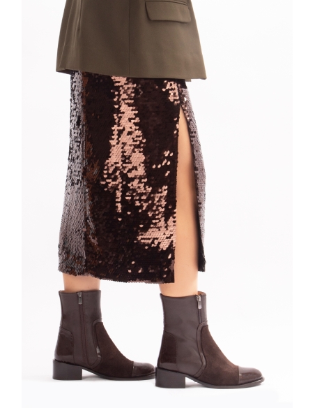 Sahay Genuine Leather Women's Boot Brown Leather Suede