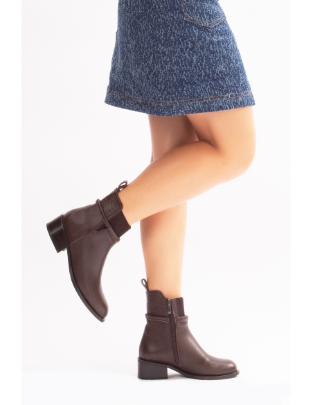Suela Genuine Leather Women's Boots Brown