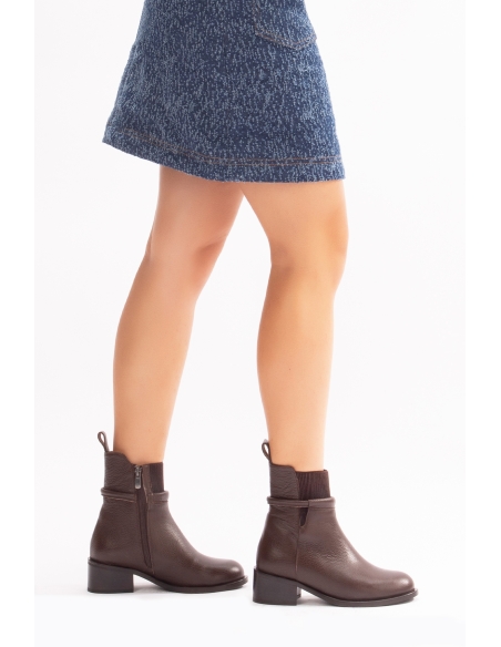 Suela Genuine Leather Women's Boots Brown