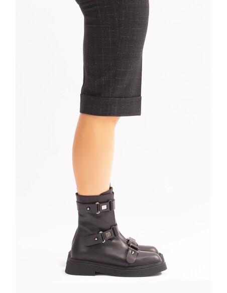 Rima Genuine Leather Women's Zippered Boots Black