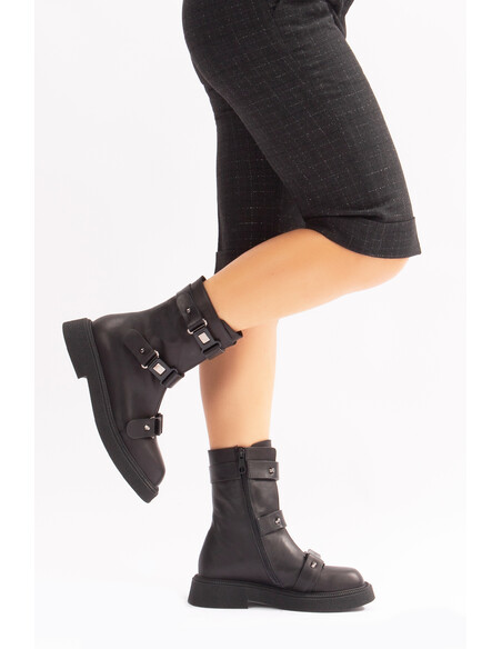 Rima Genuine Leather Women's Zippered Boots Black