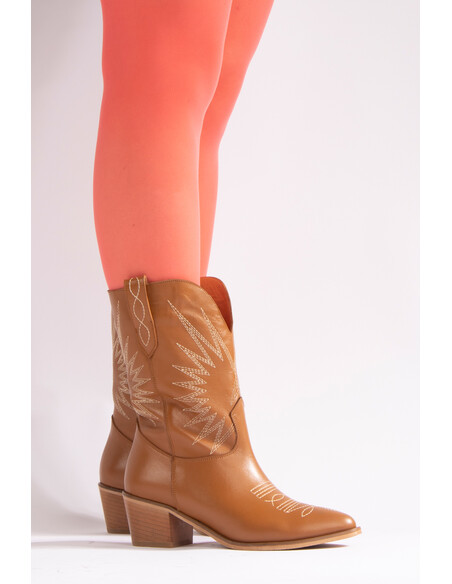 Mathilda Genuine Leather Women's Western Boots Taba