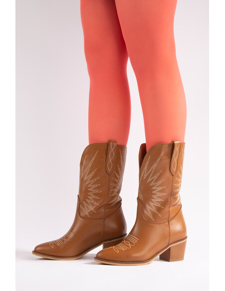 Mathilda Genuine Leather Women's Western Boots Taba