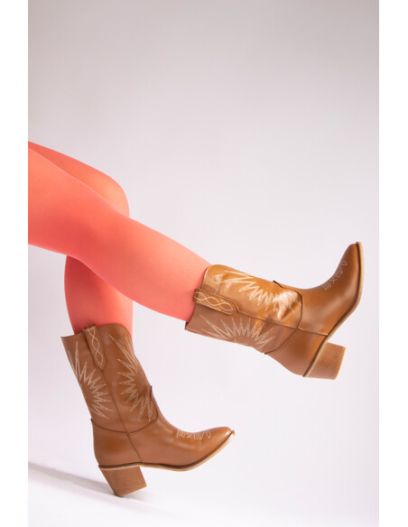 Mathilda Genuine Leather Women's Western Boots Taba