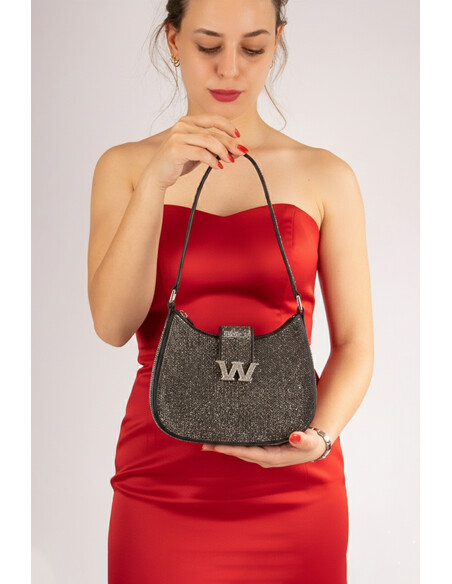Calista Women's Evening Bag with Black Stones