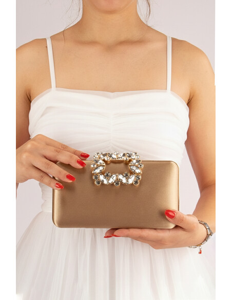 Reba Kadın Abiye El Çantası Nude Saten