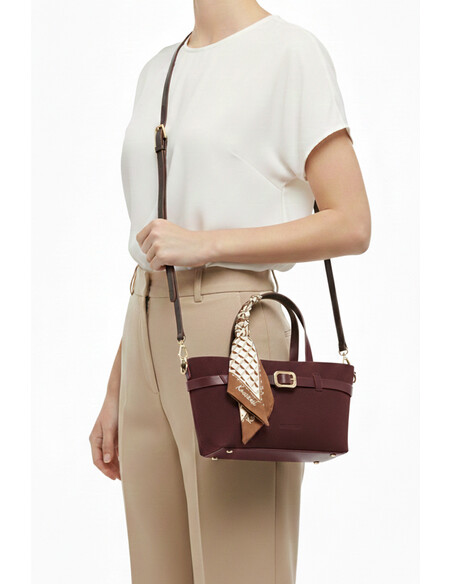 Brianna Burgundy Genuine Suede Handbag Zippered