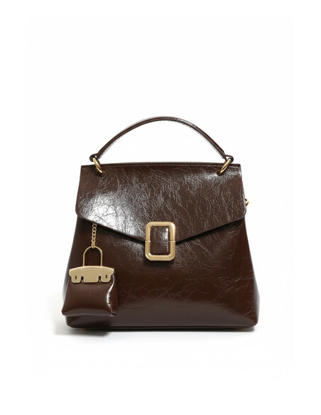 Marsali Women’s Handbag Brown Shiny Patent