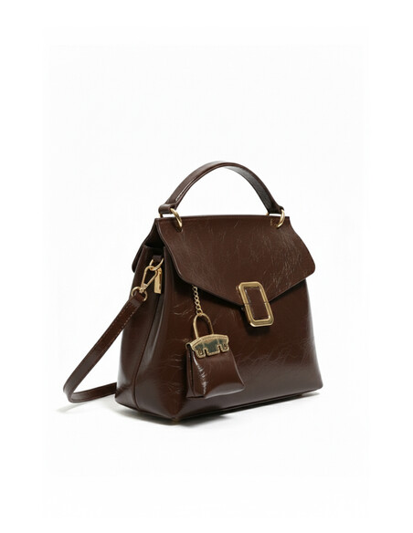 Marsali Women’s Handbag Brown Shiny Patent