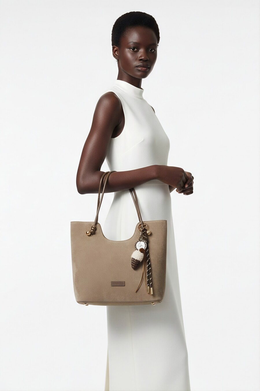 Bernelle Women’s Shoulder Bag Mink Suede