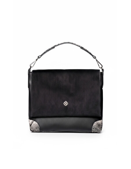 Benin Women’s Shoulder Bag Black Vegan Leather & Suede