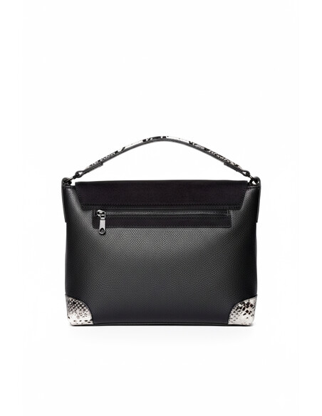 Benin Women’s Shoulder Bag Black Vegan Leather & Suede