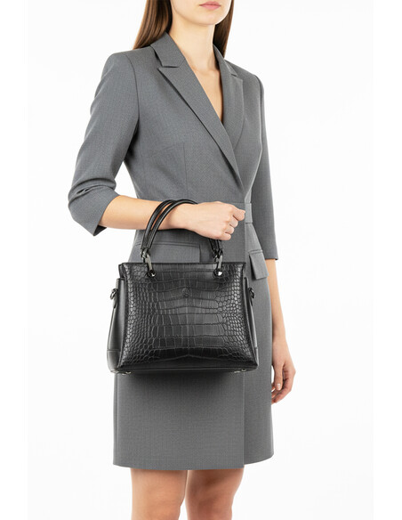 Daphne Women’s Hand & Shoulder Bag Black Croco