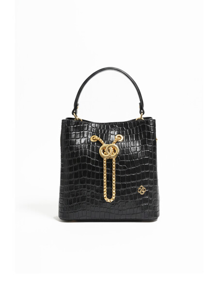 Pansy Women’s Hand & Shoulder Bag Black Croco