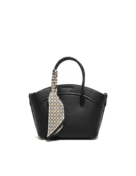 Deja Women's Hand Shoulder Bag Black Scarf Detailed