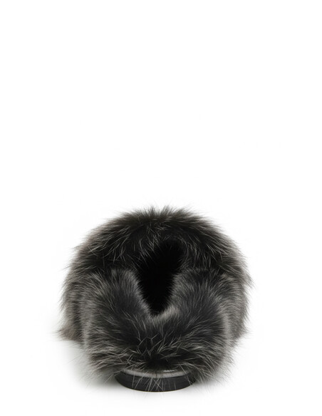 Prince Genuine Leather Fur Women’s Slippers Nickel Anthracite