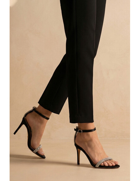 Sofia Women's Heeled Sandals Black Satin