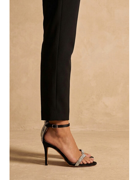 Sofia Women's Heeled Sandals Black Satin